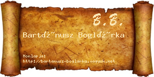 Bartánusz Boglárka névjegykártya